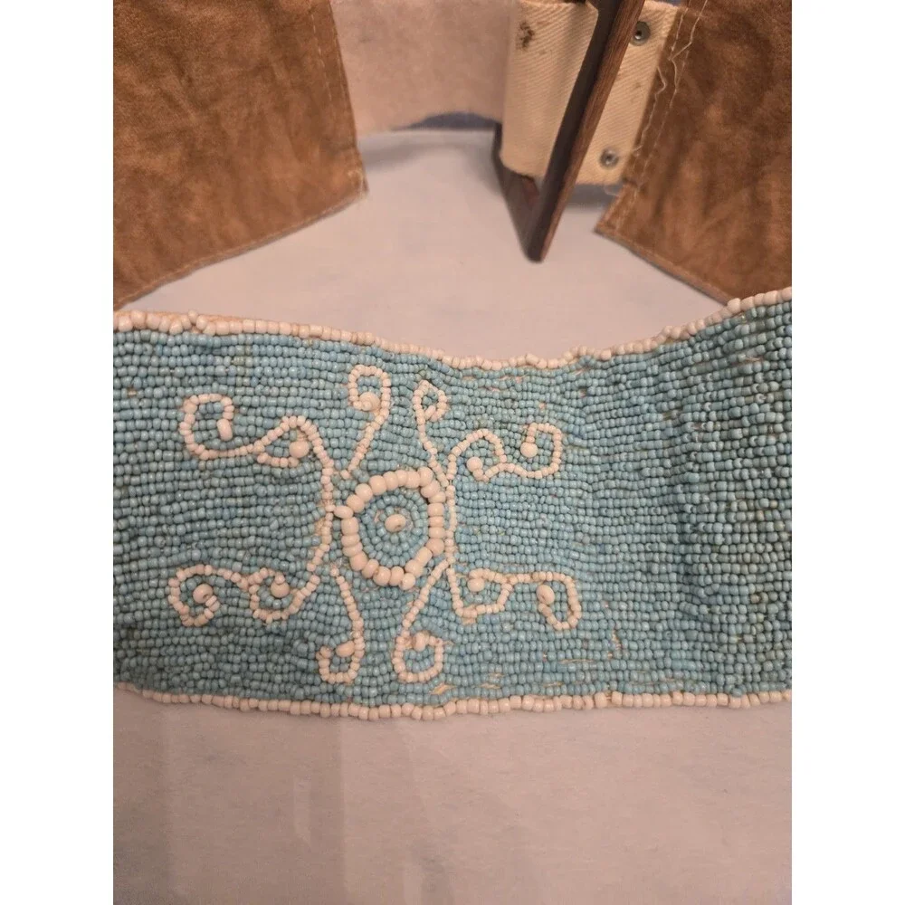Vtg. Native American Beaded Leather Belt (MB)
